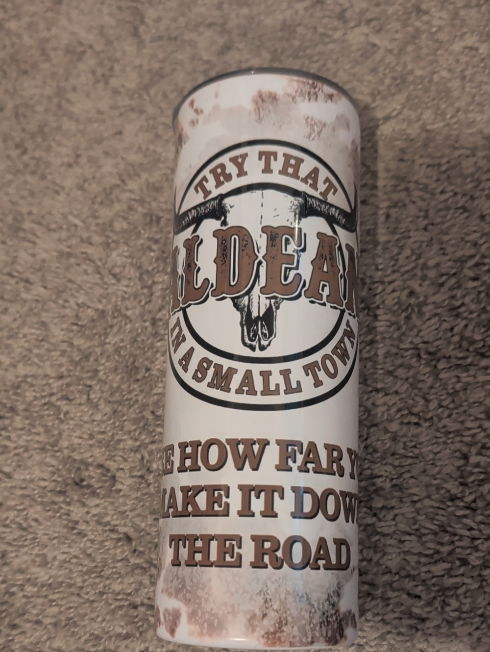 Jason Aldean White and Brown Novelty Travel Tumbler - Country Graphic
